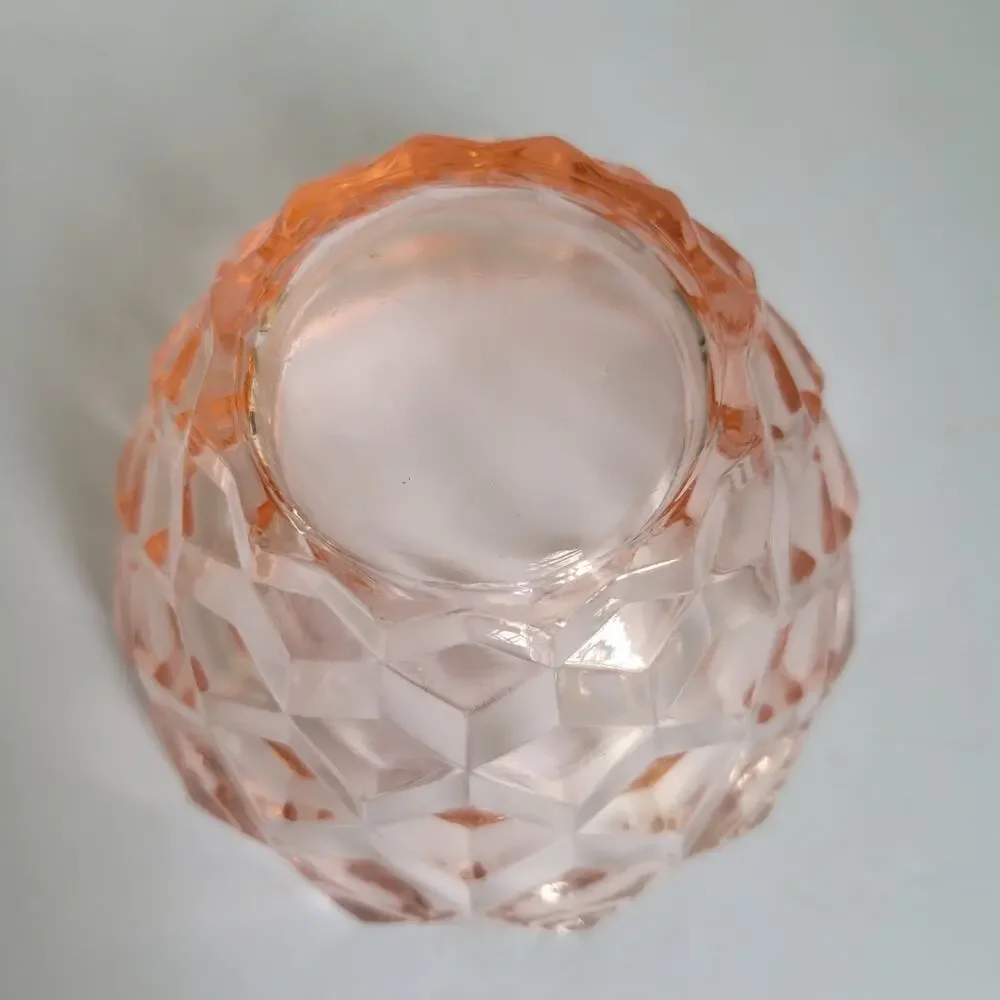 Vintage Jeannette Glass Cube Cubist Pink Dessert Berry Bowl Depression 1929